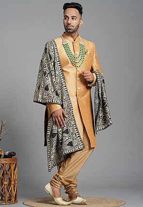 Embroidered Velvet Men Dupatta in Black