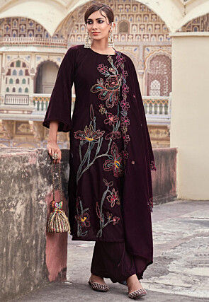 Purple Velvet New Design For Punjabi Suit – Gunj Fashion