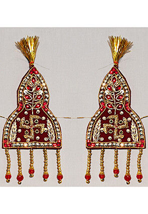 Embroidered Velvet Sevra Set in Maroon