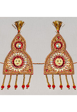 Embroidered Velvet Sevra Set in Red