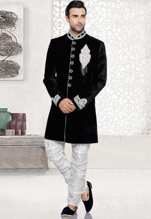 Sherwani Black Indian Men Clothing Online Buy Traditional Indian Outfits For Men At Utsav Fashion Choose from a wide range of mens sherwani at amazon.in. embroidered velvet sherwani in black