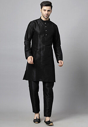 Embroidered Velvet Sherwani in Teal Blue and Black