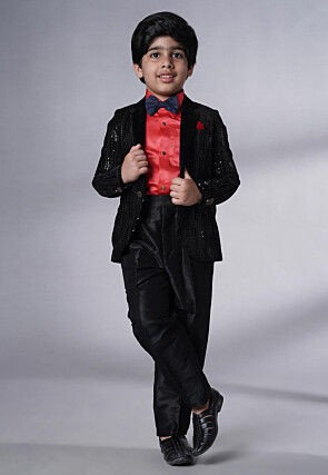 Embroidered Velvet Tuxedo in Black