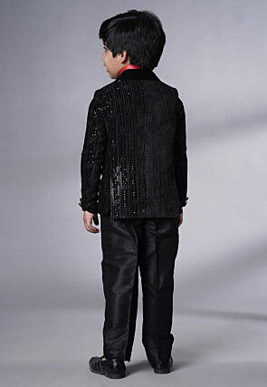 Embroidered Velvet Tuxedo in Black