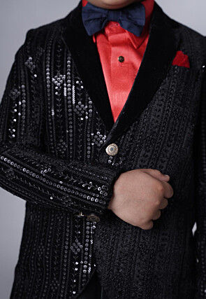 Embroidered Velvet Tuxedo in Black