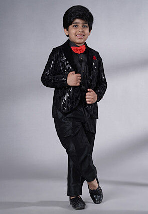 Embroidered Velvet Tuxedo in Black
