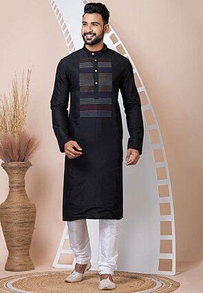 Black ethnic wear for men top