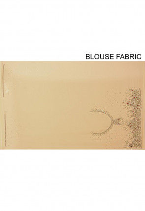 Embroidered Viscose Georgette Saree in Beige