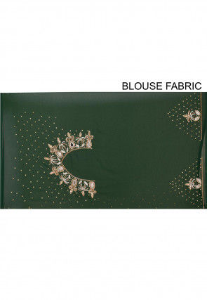 Embroidered Viscose Georgette Saree in Dark Green