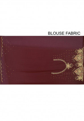 Embroidered Viscose Georgette Saree in Maroon