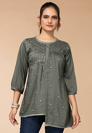 White & gold color High Low Rayon febric and One Piece kurti -