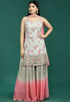 Embroidered Viscose Pakistani Suit in Grey