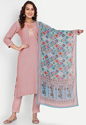 Embroidered Viscose Pakistani Suit in Pink