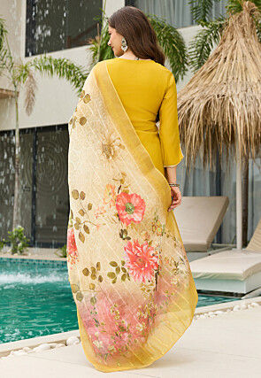 Embroidered Viscose Pakistani Suit in Yellow