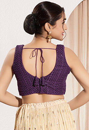 Embroidered Viscose Rayon Blouse in Violet