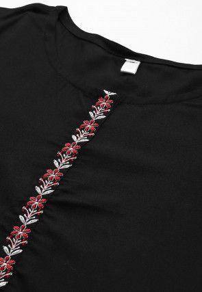 Embroidered Viscose Rayon Pakistani Suit in Black