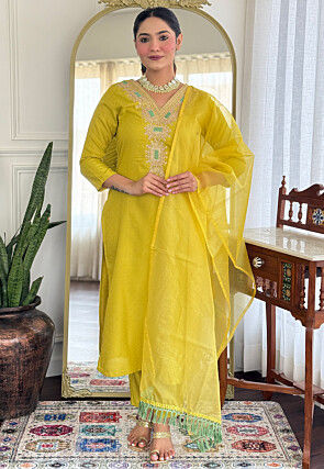 Embroidered Viscose Rayon Pakistani Suit in Light Green