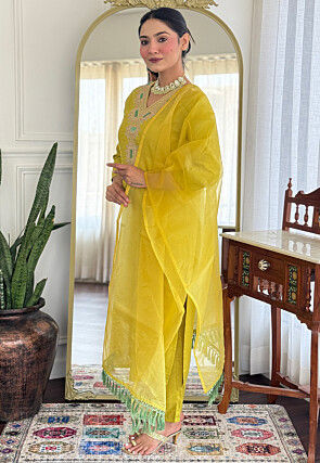 Embroidered Viscose Rayon Pakistani Suit in Light Green