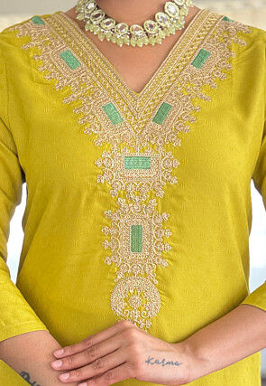 Embroidered Viscose Rayon Pakistani Suit in Light Green
