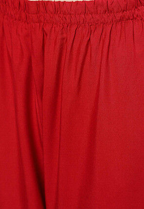 Embroidered Viscose Rayon Pakistani Suit in Red