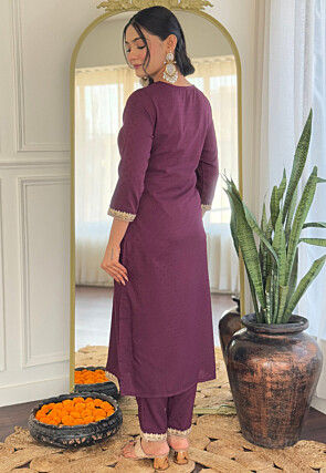 Embroidered Viscose Rayon Pakistani Suit in Wine