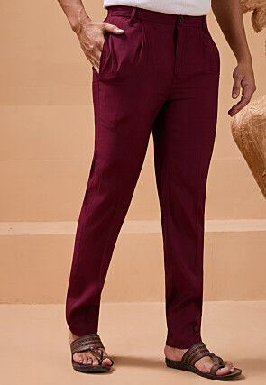 Embroidered Viscose Silk Kurta Set in Maroon