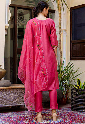 Embroidered Viscose Silk Pakistani Suit in Pink
