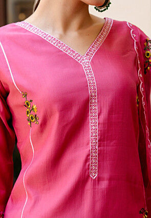 Embroidered Viscose Silk Pakistani Suit in Pink