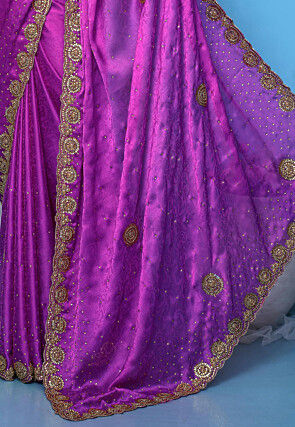 Hand Embroidered Chiffon Saree in Purple