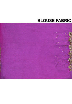 Hand Embroidered Chiffon Saree in Purple