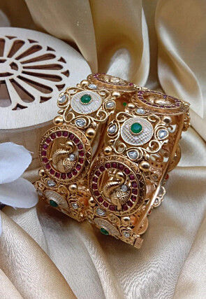 Enamelled Filled Openable Pair of Rajwadi Bangles