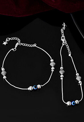 Evil Eye Beaded Adjustable Anklet Pair
