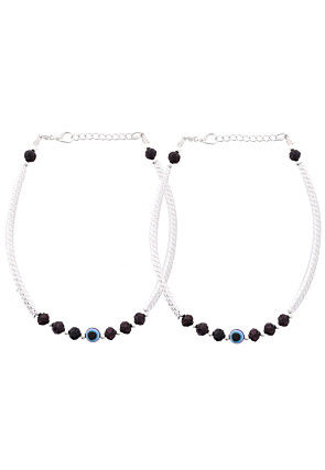 Evil Eye Beaded Adjustable Anklet Pair
