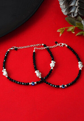 Evil Eye Beaded Anklet Pair