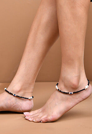 Evil Eye Beaded Anklet Pair