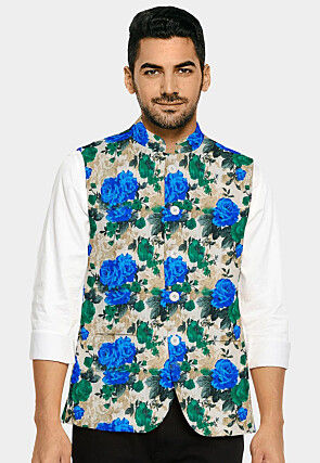 Nehru jacket floral print hot sale
