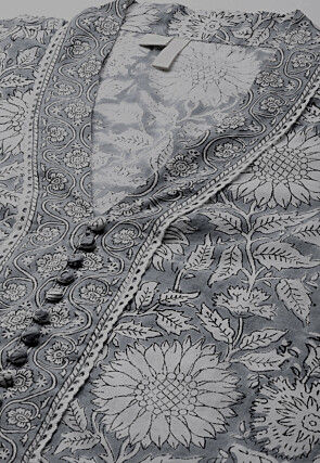 Floral Printed Cotton Pakistani Suit in Light Blue