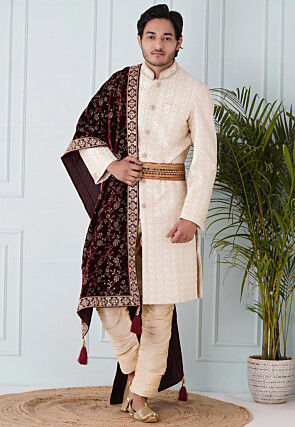 Foil Print Velvet Dupatta in Maroon