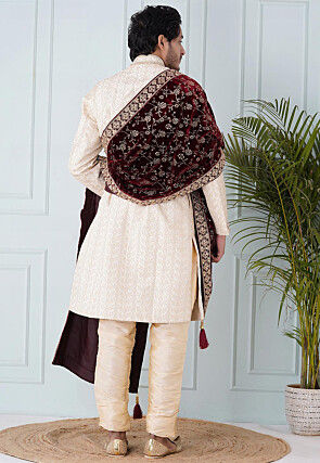 Foil Print Velvet Dupatta in Maroon