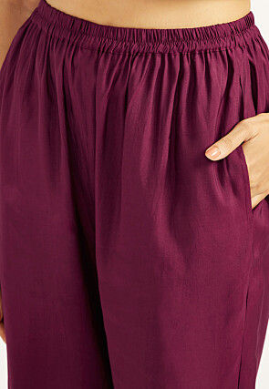 Foil Printed Art Silk Pakistani Suit in Wine