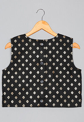 Foil Printed Cotton Lehenga in Black