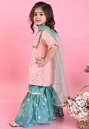 Foil Printed Cotton Silk Pakistani Suit in Pink