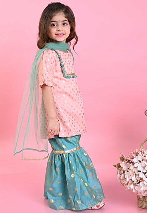 Foil Printed Cotton Silk Pakistani Suit in Pink