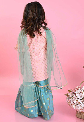 Foil Printed Cotton Silk Pakistani Suit in Pink