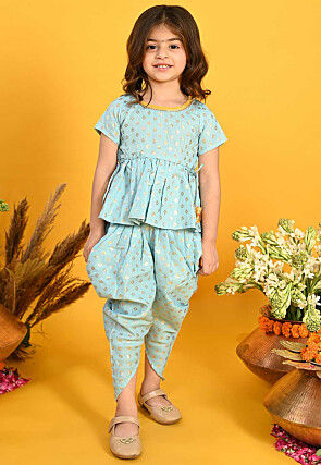 Buy Silk Peplum Style Punjabi Suit In Peach Colour Online