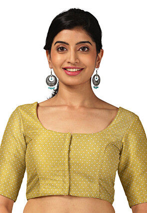 Foil Printed Georgette Blouse in Light Yellow