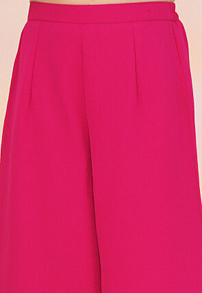 Foil Printed Georgette Kaftan Kurta Set in Fuchsia