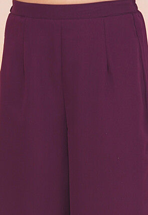 Foil Printed Georgette Kaftan Kurta Set in Violet