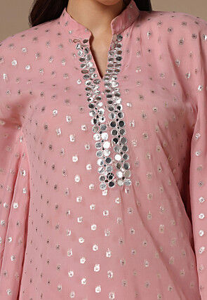 Foil Printed Pure Georgette Pakistani Suit in Pink