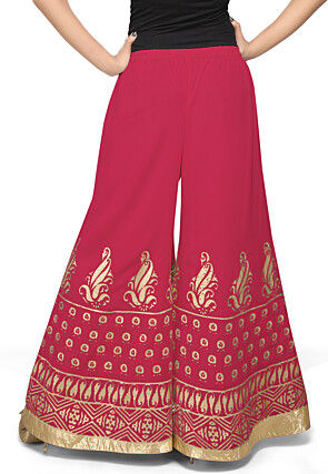 Foil Printed Georgette Palazzo in Magenta